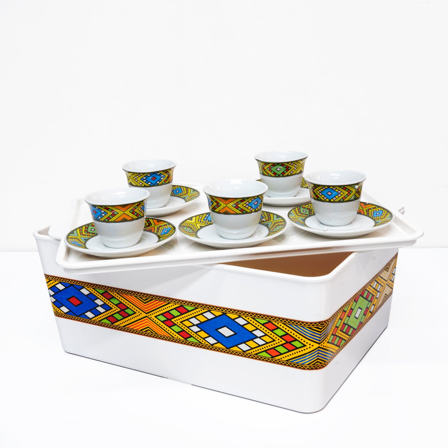 Multipurpose Coffee Table and storage with plate in pattern design ናይ ቡን ጣውላ እዲያት ዲዛይን